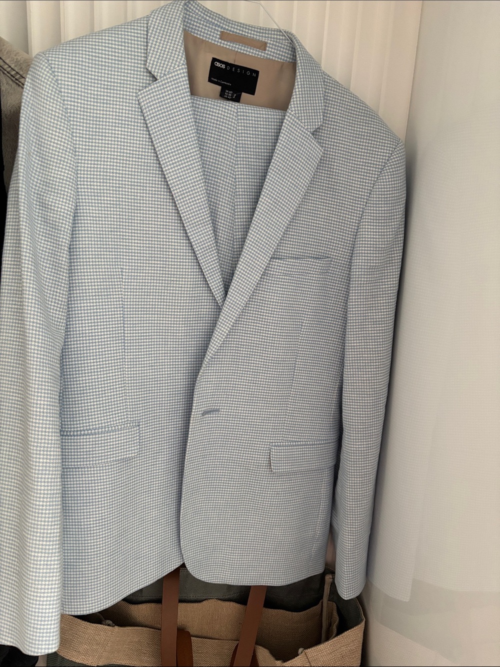 Light Blue Micro-Check Blazer - Men's Tailored Fit